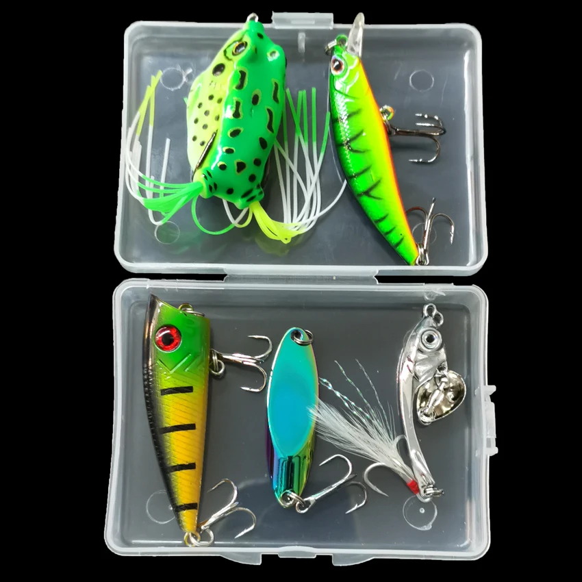 Juego de Señuelos de Pesca blandos Popper, 5 uds., Wobblers para Lucio, aparejos de pesca, cebo duro, Kit de cebos artificiales biónicos locos falsos, mar - imagen 2