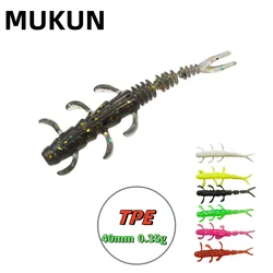 MUKUN Gusanos Suaves TPE 40mm Jig Wobblers – Lubina y Carpa
