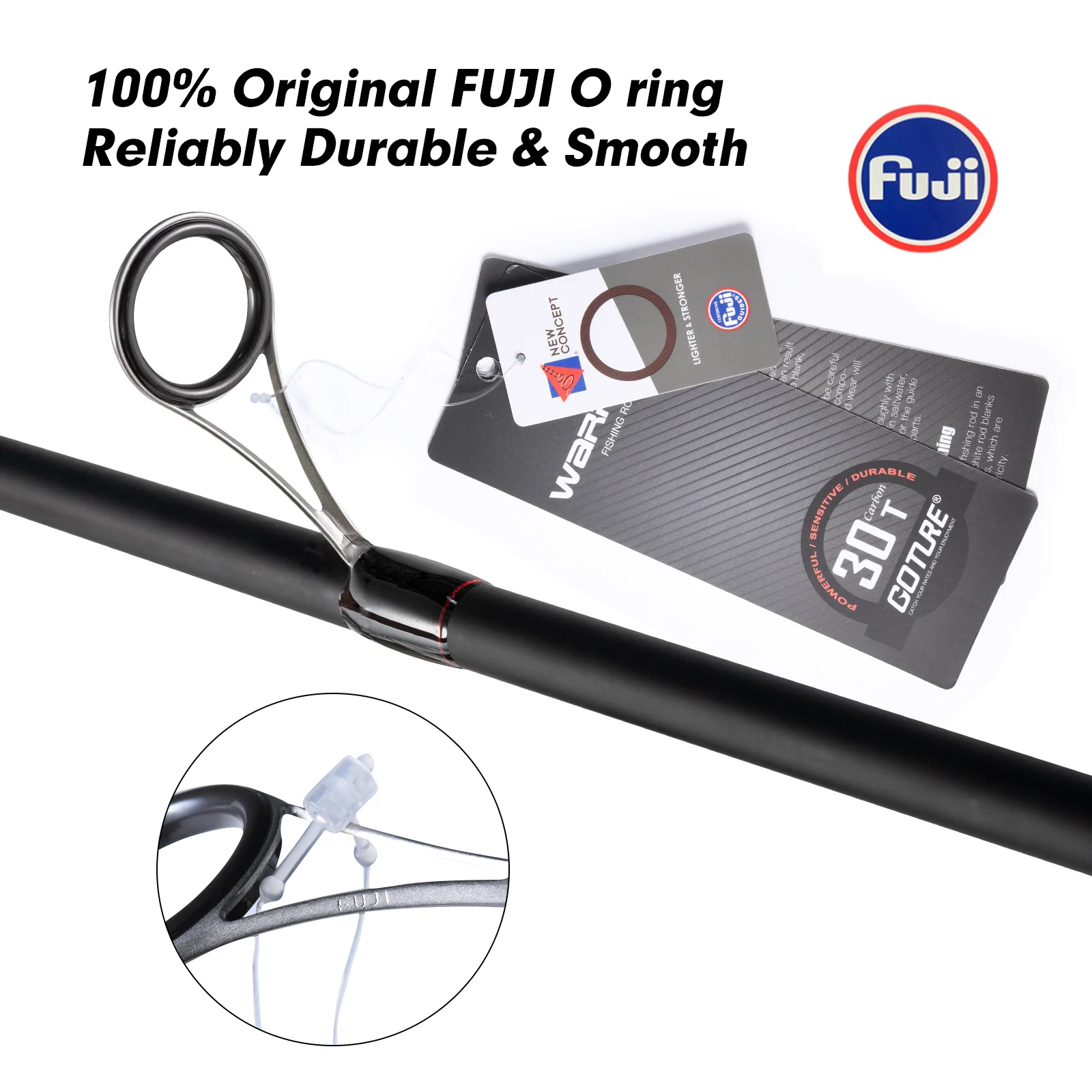 Goture-anillo guía Fuji, caña de pescar con señuelo de fundición giratoria, 2,1 m, 2,59 m, 24 + 30T, de carbono, con bolsa de tubo - imagen 3