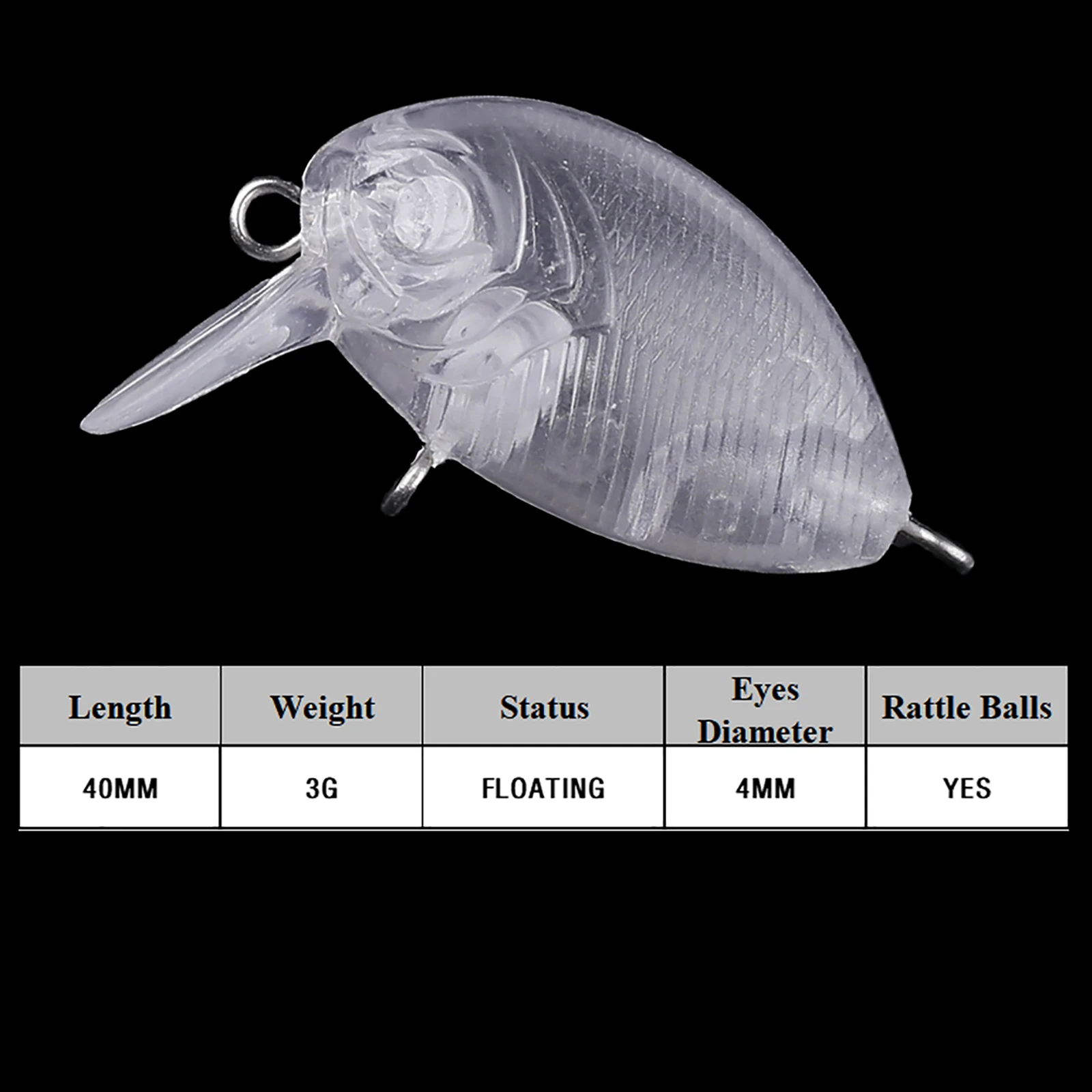 Chan'sHuang 30 Uds. Micro cebo en blanco sin pintar 4cm/3g Mini sonajero flotante Crankbait DIY señuelo de pesca Artificial hecho a mano - imagen 2