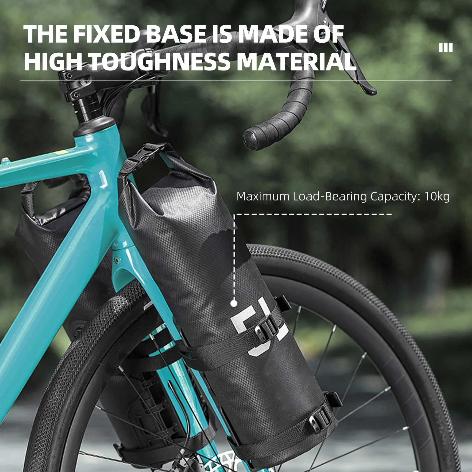 Bolsa para horquilla de bicicleta a prueba de lluvia 5L para bicicleta de montaña y carretera con base resistente Fácil instalación para bicicletas de montaña Bicicletas de grava Bicicletas de carretera - imagen 2