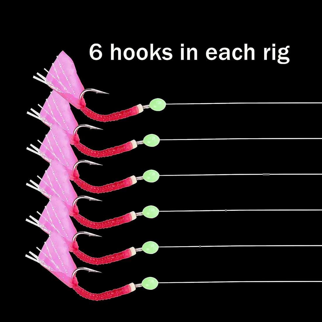 Aparejo de cebo vivo para pesca en el mar, anzuelo de cuerda con cuentas luminosas de piel roja para peces pequeños de caballa, aparejo de pesca en agua salada, 100/200 paquetes - imagen 2