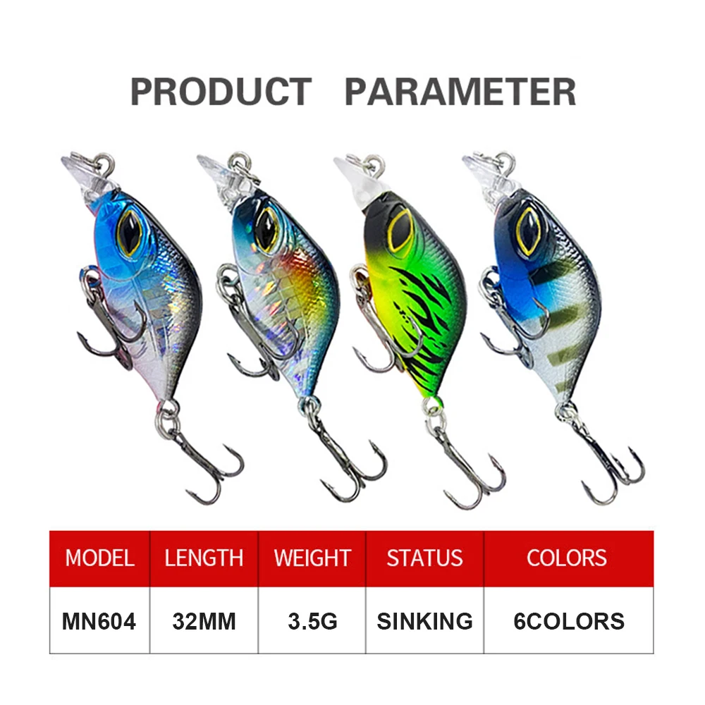 Señuelos de pesca de 3,2 cm y 3,5g que se hunden, Micro pececillo Wobbler, cebo duro Artificial, Jerkbait, accesorios de pesca, Mini Stream Bass MN604 - imagen 4