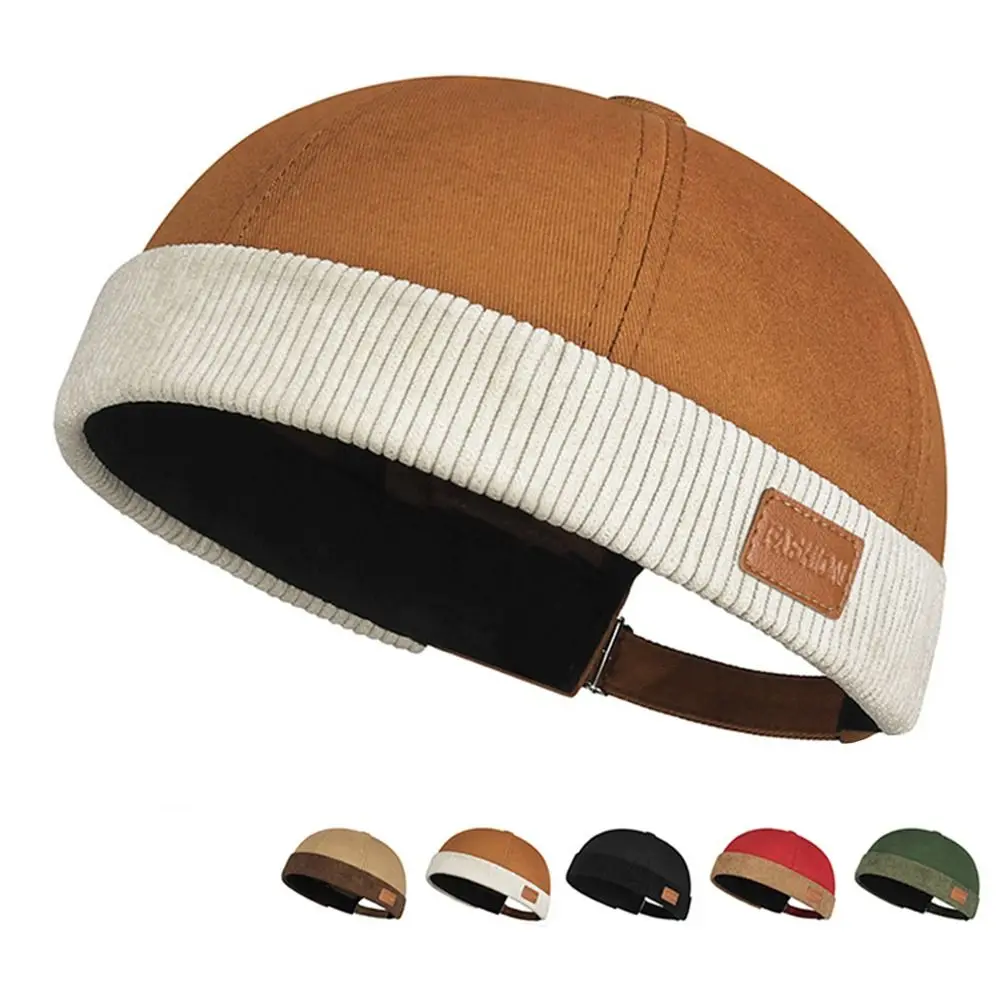 Gorro informal ajustable sin ala, gorro Docker Vintage de pana, gorros de piel de melón de Color sólido, Unisex - imagen 2