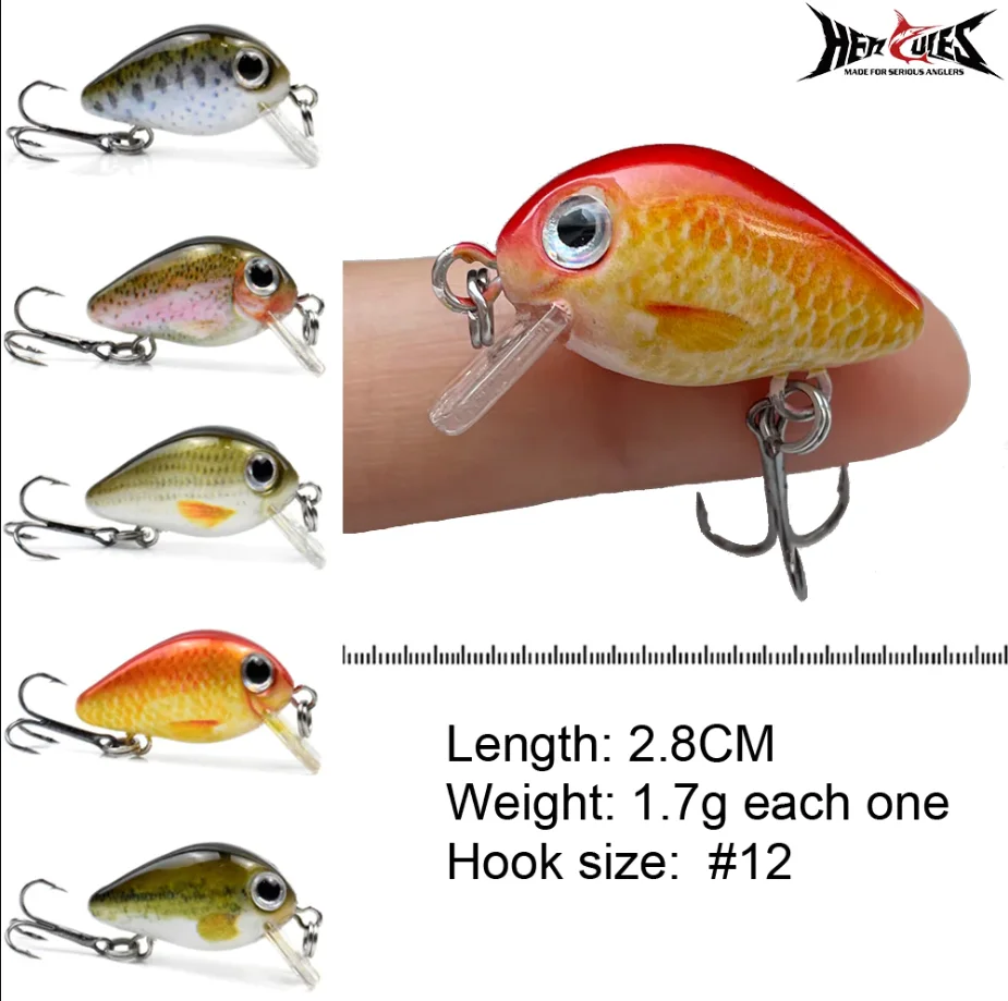 HERCULES 5 unids/caja Mini Crankbaits Set Señuelos de Pesca cebos duros Swimbaits barco océano Topwater señuelos para trucha lubina perca pesca