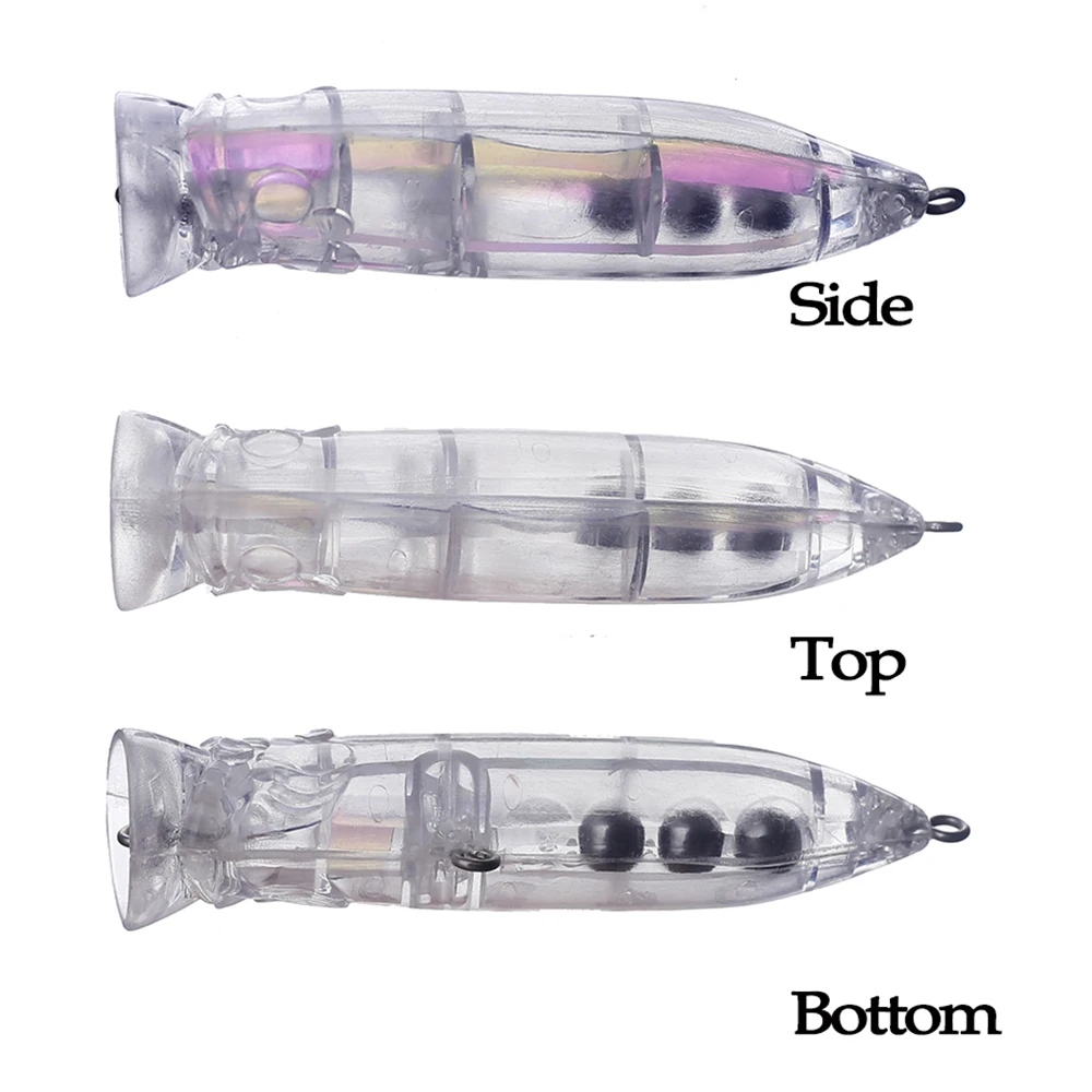 Chan'sHuang-Cebo en blanco sin pintar, 20 piezas, 70mm, 7,9g, Topwater, boca grande, Popper holográfico, sonajeros flotantes, Señuelos de Pesca DIY - imagen 3