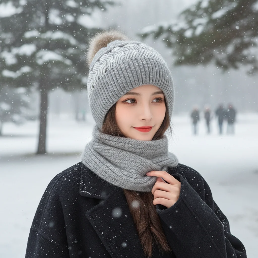 Gorro Pesca Invierno con Orejeras Mujer – Tejido Grueso Cortavientos - imagen 3