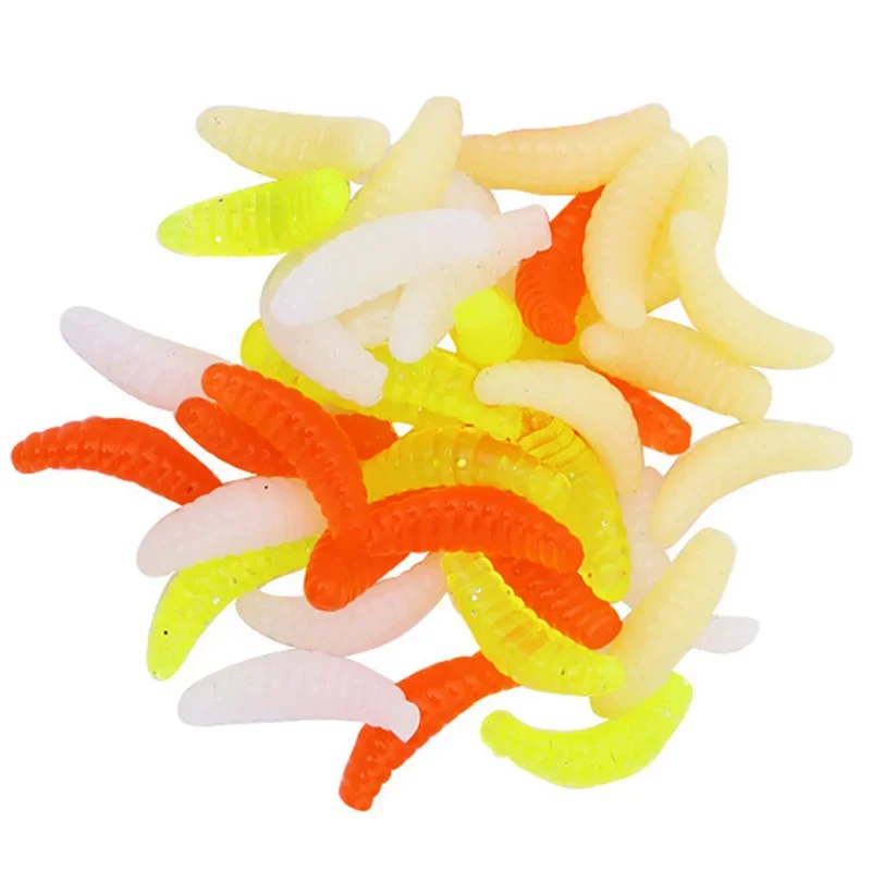 50 o 100 Uds. Cebo blando biónico de pesca Aphid 2,2 cm/0,35g fabricación Artificial olor a pescado señuelos de silicona aparejos de carpa lubina - imagen 2