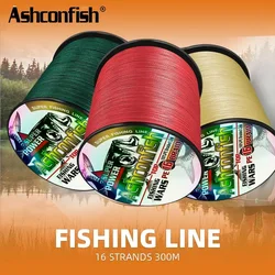 Ashconfish Línea Trenzada PE 16 hebras 300M – Agua Salada 20-500LB