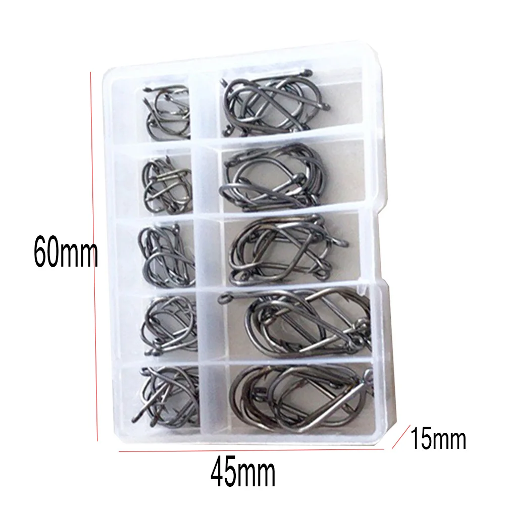 Juego de anzuelos de pesca de 100 piezas, aparejos de pesca de carpa de acero al carbono con púas y ojo, círculo único - imagen 3