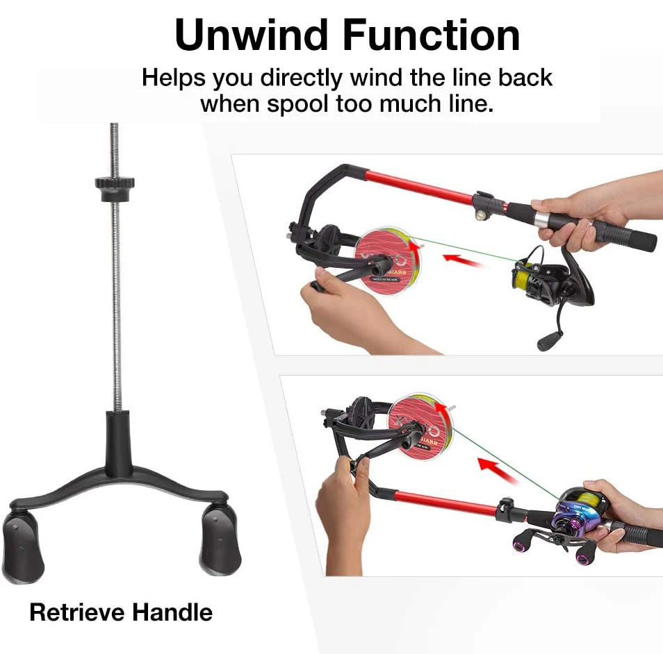 Aventik-Enrollador de línea de pesca, carrete antigiro, con mango de aluminio ajustable - imagen 4