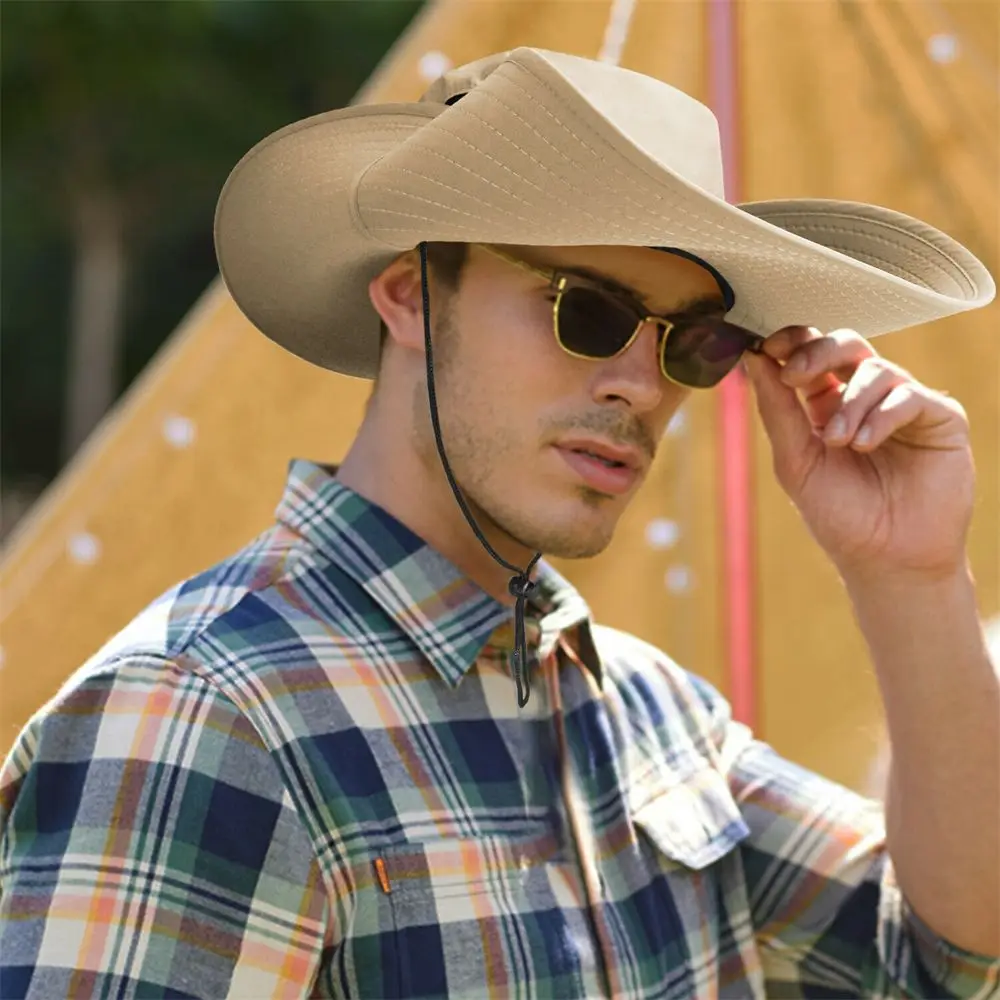 Montar hombres mujeres protección solar UV verano pesca sol pescador sombrero visera ancha ala sombrero Boonie cubo gorra - imagen 3