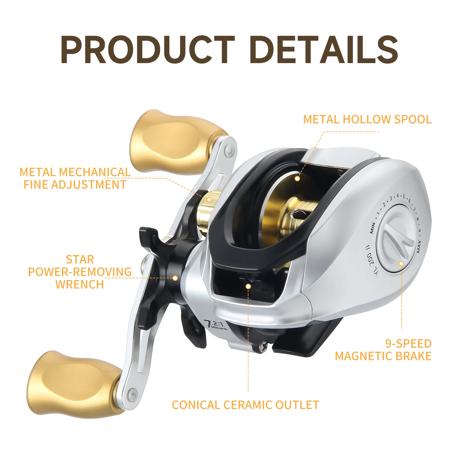 Carrete Baitcasting YL200Pro – Compacto con rodamientos semicerámicos - imagen 5