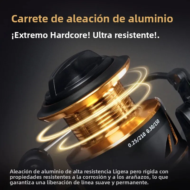 Profesional ultraligero 1000 ~ 7000 relación de engranaje 5,5:1, arrastre máximo de 22LB, carrete de pesca giratorio compuesto PA66 para agua dulce y salada - imagen 3