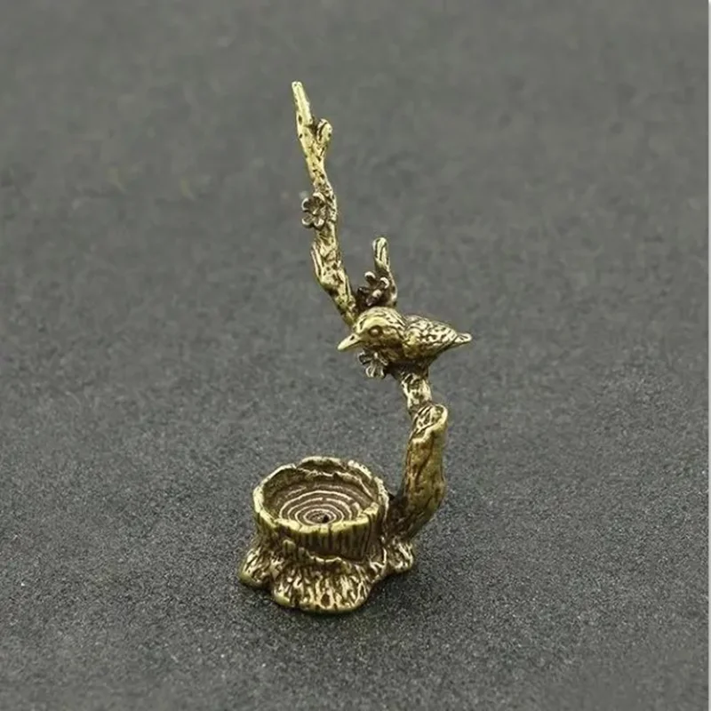 Adornos de rama de árbol de ciruelo de Urraca de cobre antiguo, quemador de incienso de tocón de Animal creativo, accesorios de decoración de escritorio para el hogar y la Oficina - imagen 5