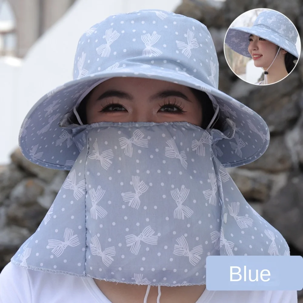 Sombrero de Sol de ala ancha, chal de moda, protección UV, gorra de playa, desmontable, protección para el cuello, máscara Unisex - imagen 3