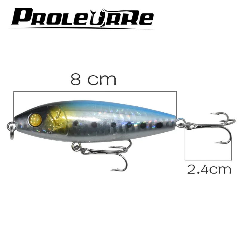 Señuelo de pesca de pececillo flotante Popper, cebo Artificial duro láser, ojos 3D, Wobblers de pesca, Crankbait, 8cm, 12g, 1 ud. - imagen 3