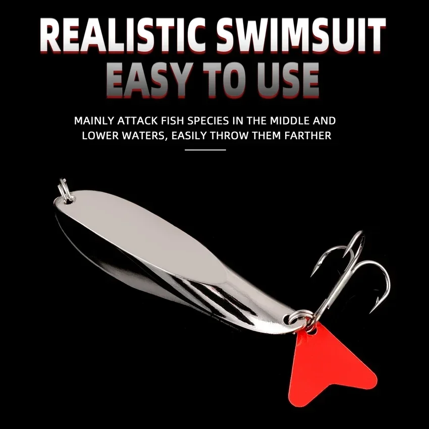 Aorace 7/10/14/18/21/28g cuchara giratoria de Metal señuelo de pesca cebos duros lentejuelas ruido Paillette con anzuelo triple aparejos de pesca - imagen 4