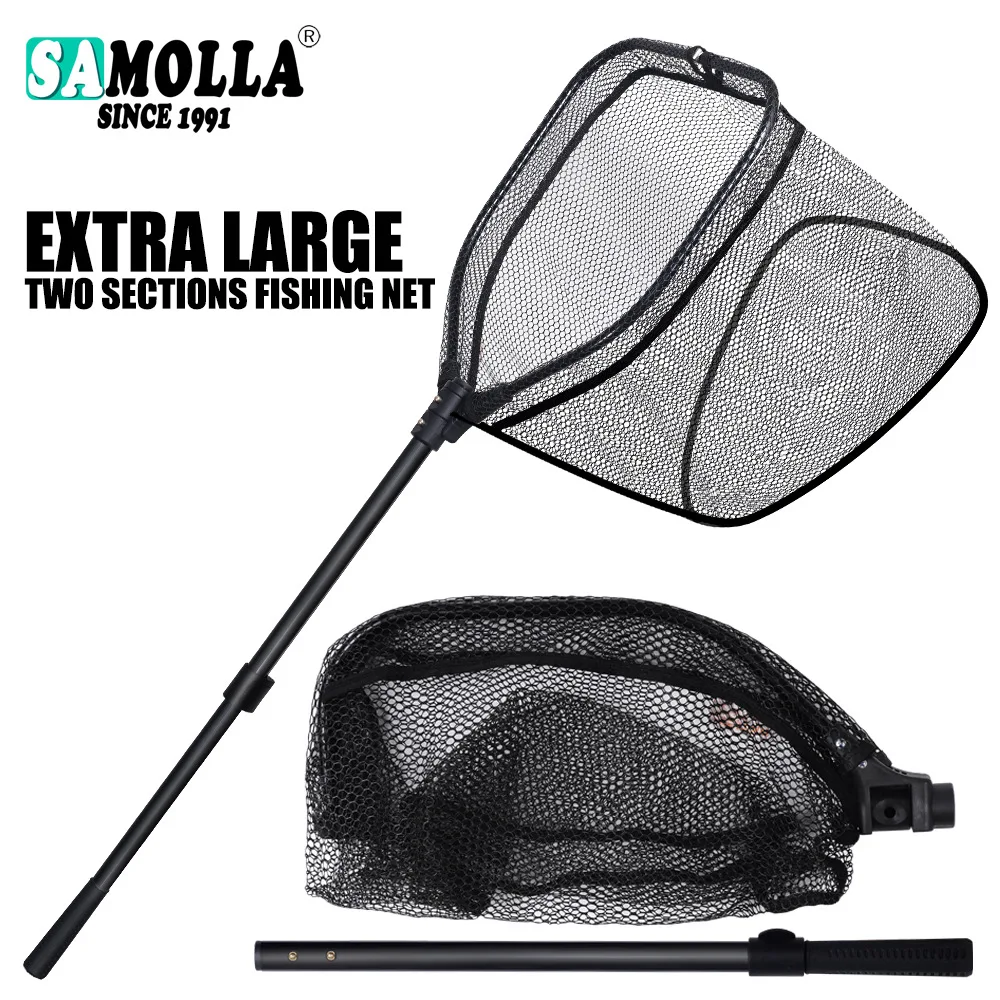 Red de pesca de aleación de aluminio de gran tamaño, red de aterrizaje recubierta de goma, red de aterrizaje plegable telescópica para aparejos de pesca de carpa marina - imagen 2