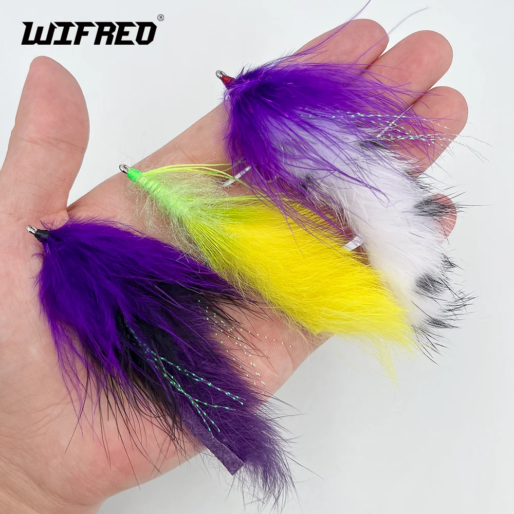 Wifreo 3 piezas # 1/0 tira de conejo Zonker Streamer mosca con púas gancho de acero inoxidable Tarpon conejito mosca trucha lubina pesca señuelo cebos - imagen 2