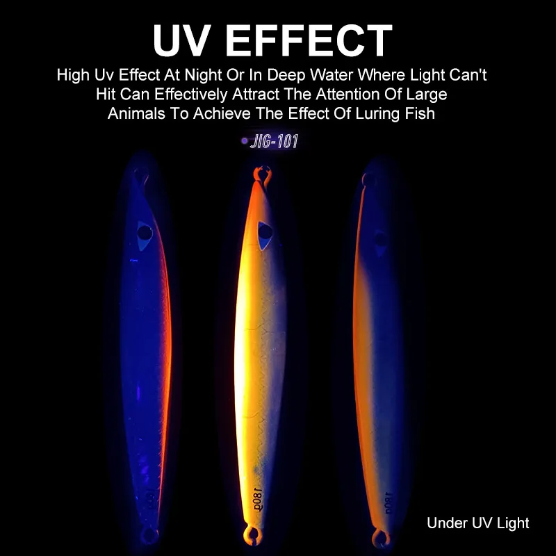 OBSESSION J101 120g 150g 180g señuelo de pesca de Jigging lento agua salada Trolling pesca de Metal Jigbait brillo UV láser Skining con gancho - imagen 5