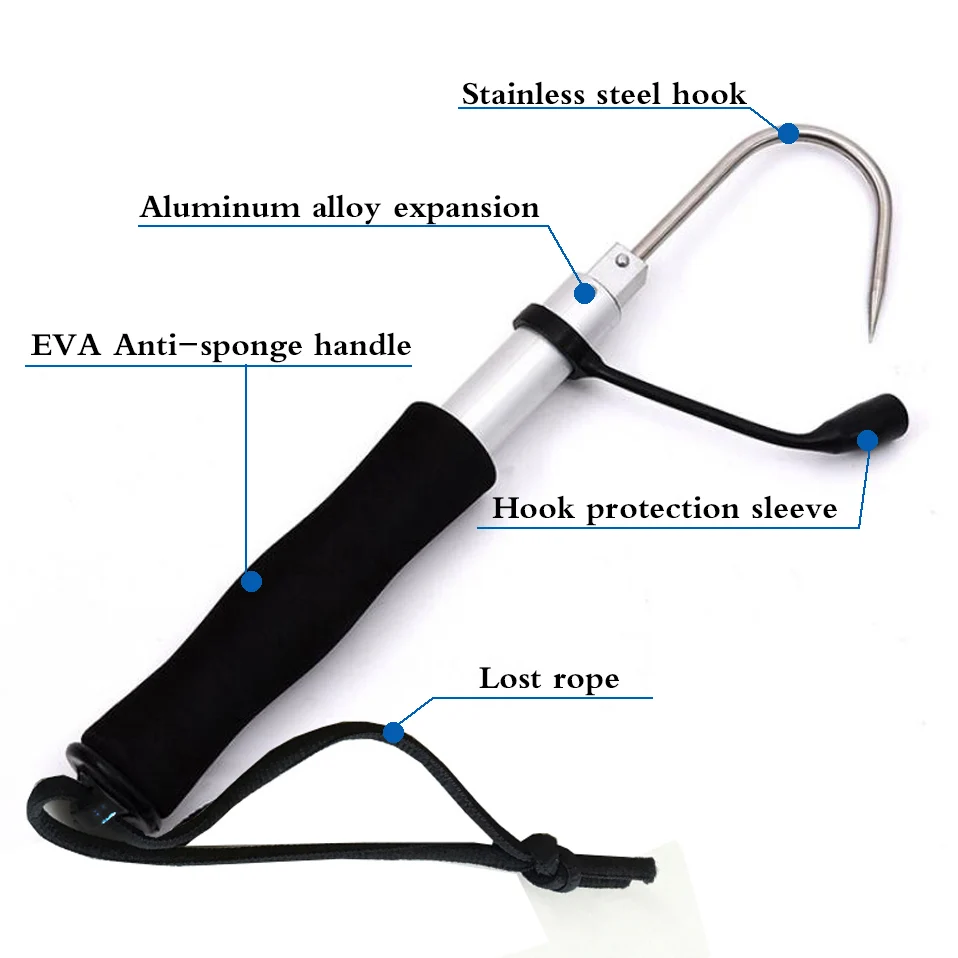 Telescopic Fishing Gaff with Stainless Fish Spear Hook Gripper No Slip EVA Handle Outdoor Fishing Tackle Accessory With 3 Size - imagen 3