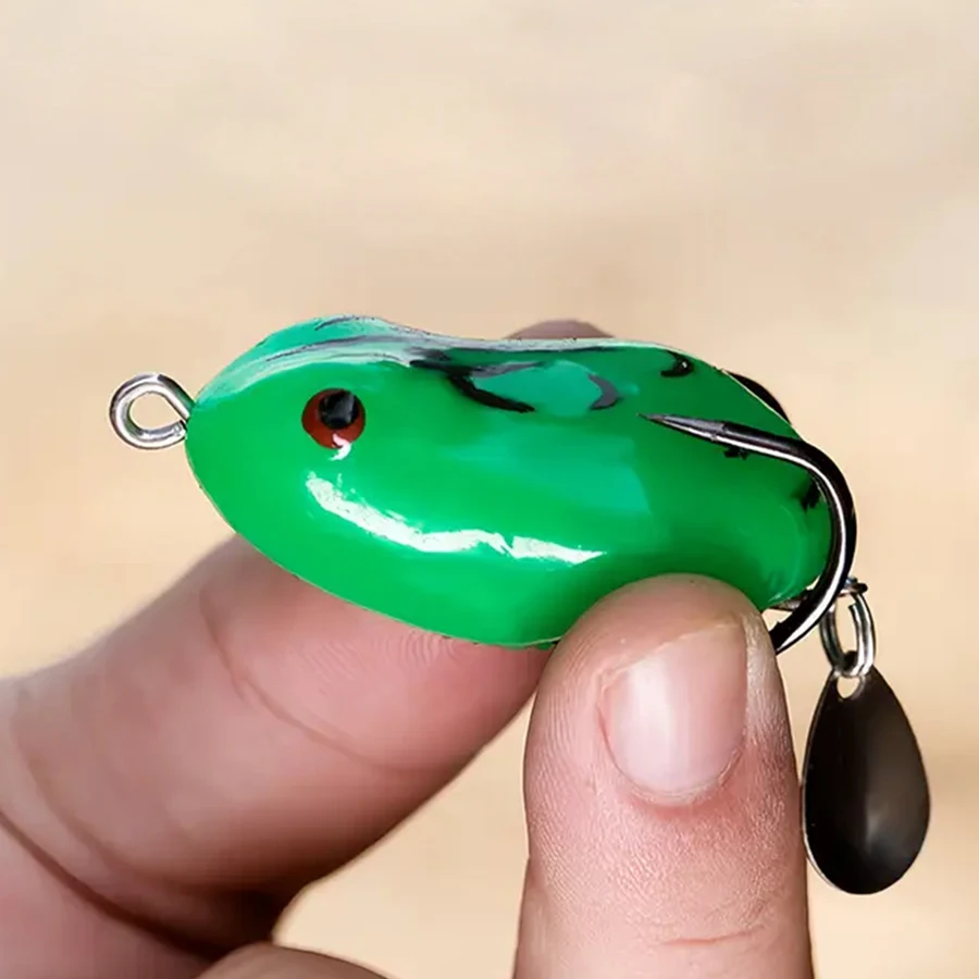 Juego de señuelos de rana flotantes de superficie, 5 unidades por caja, con lentejuelas, ganchos dobles, 7g/0,39 pulgadas, Swimbait para pez negro, lubina, trucha, Lucio, cabeza de serpiente - imagen 3