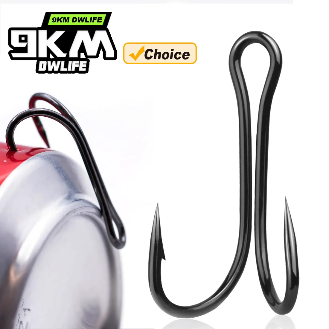 9KM 25 uds anzuelo doble de pesca anzuelos de pesca dobles de agua salada anzuelo de pesca pequeño atado de moscas señuelo reemplazar gancho
