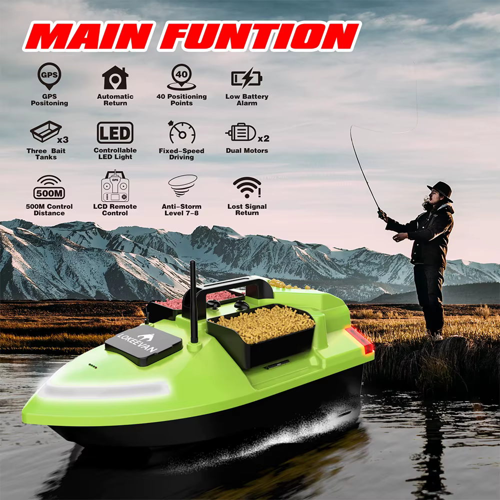 Barco Lanzador de Cebo LOKEEVAN V020 – 3 Tanques, 500m Alcance - imagen 2