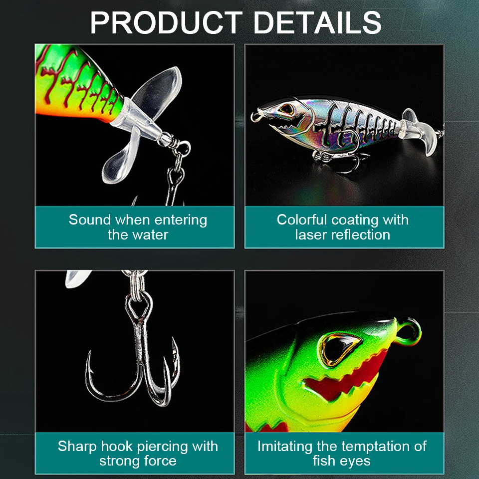 WALK FISH-señuelo de pesca Artificial, 1 piezas, Popper, 6,5g, 12,3g, Topwater, Plopper duro, cola giratoria suave, aparejos - imagen 4