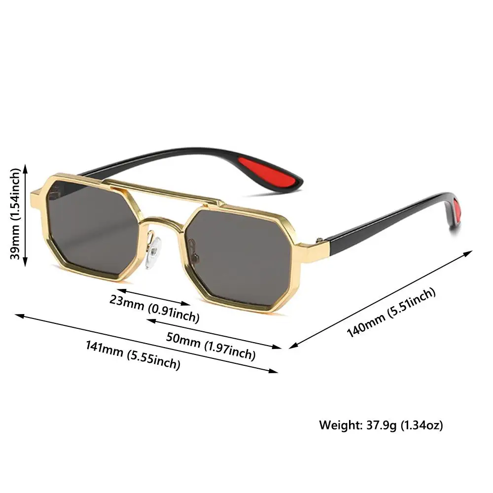 Gafas de sol poligonales de metal de moda Street Wear Punk gafas de sol de doble puente UV400 para hombres - imagen 5