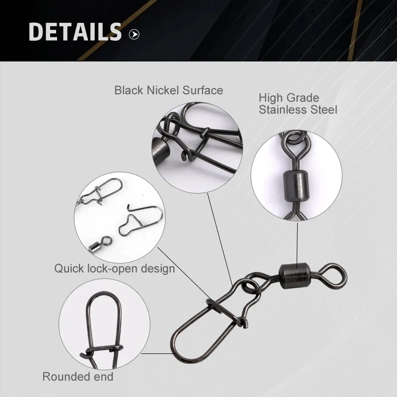 50 Stk/doos Roestvrijstalen Visconnector Pin 4 #6 #8 #10 #12 # Lagerdraai Met Karabijnhaak Lokken Accessoires - imagen 3