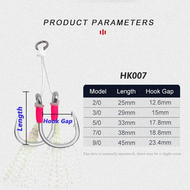 Anzuelo de doble asistencia para Jigging lento, accesorios de doble par de púas, anzuelos de Pesca de Mar de acero de alto carbono, 2/0, 3/0, 5/0, 7/0 - imagen 4