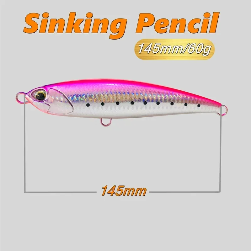 GREENSPIDER 145mm 60g Señuelos de Pesca de Mar hundimiento barco Trolling lápiz grande cebo Artificial para GT señuelo de pesca de lubina - imagen 5