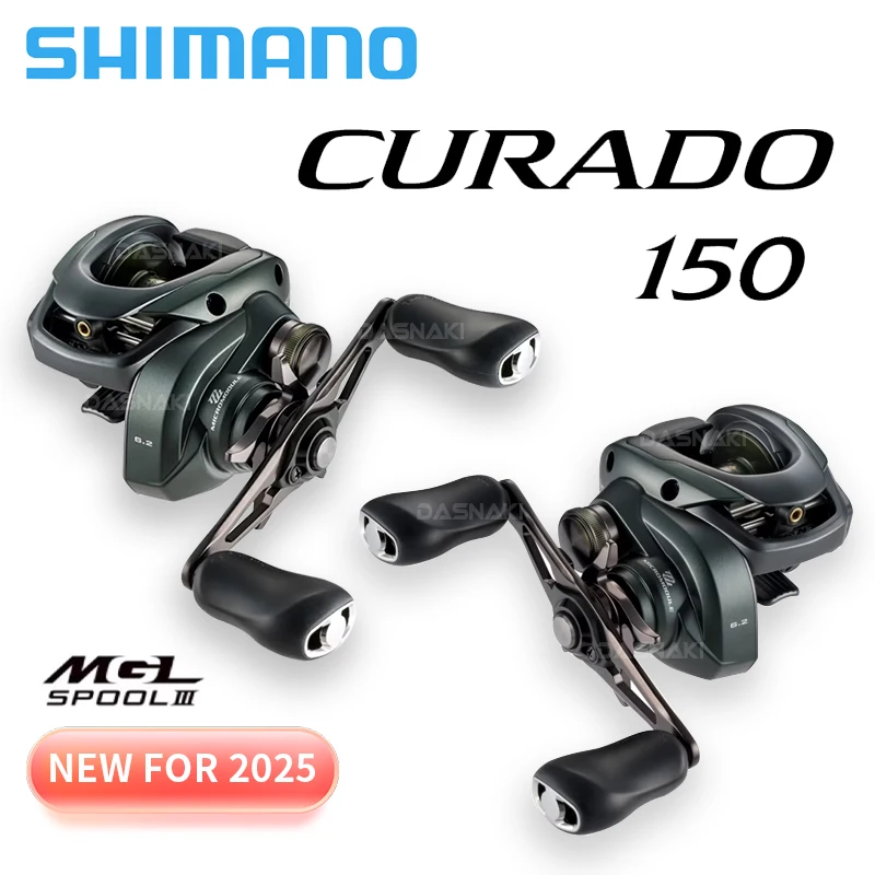 Carrete SHIMANO 2025 CURADO de 150/151 mgl, carretes de pesca Baitcasting, flujo de microgoteo de agua, rueda de tira blanca, carretes de cebo pequeños