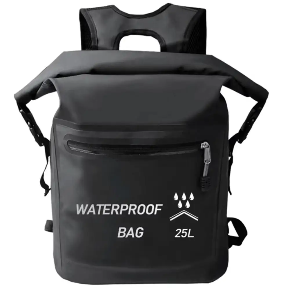 Mochila impermeable con bolsillo con cremallera de 25L, Material grueso, bolsa de almacenamiento para playa, mochila plegable para natación con cierre enrollable - imagen 4