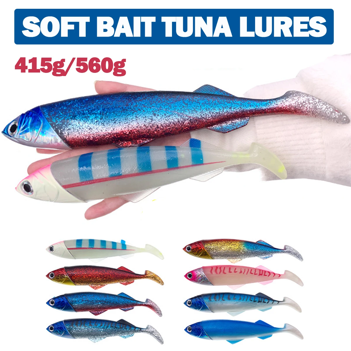 Cebo de deslizamiento grande, aparejos de pesca de agua salada, sábalo Swimbait, señuelo de gusano, pececillo negro, Softbait, atún, Mahi, Marlin, pesca de curricán - imagen 4