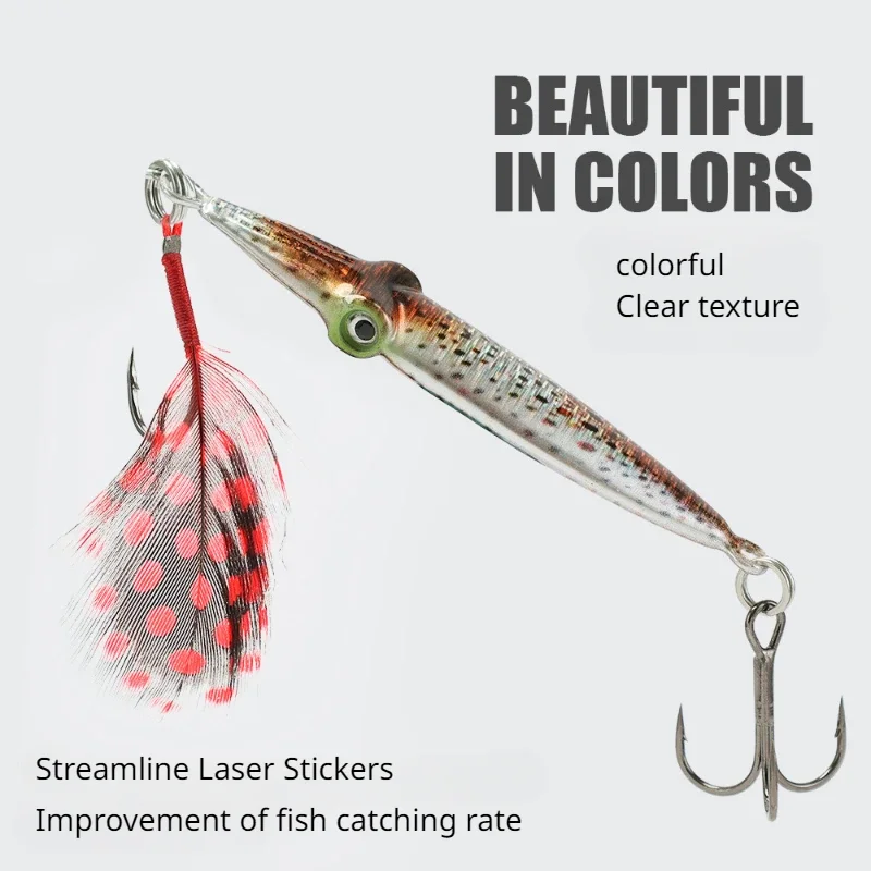 Cebo para corredor de carretera, ojo de calamar y tiburón, placa de hierro, pintura en aerosol, escamas de pescado reales, cebo de caballa de fundición larga biónica, Warbler de pesca en el mar - imagen 4