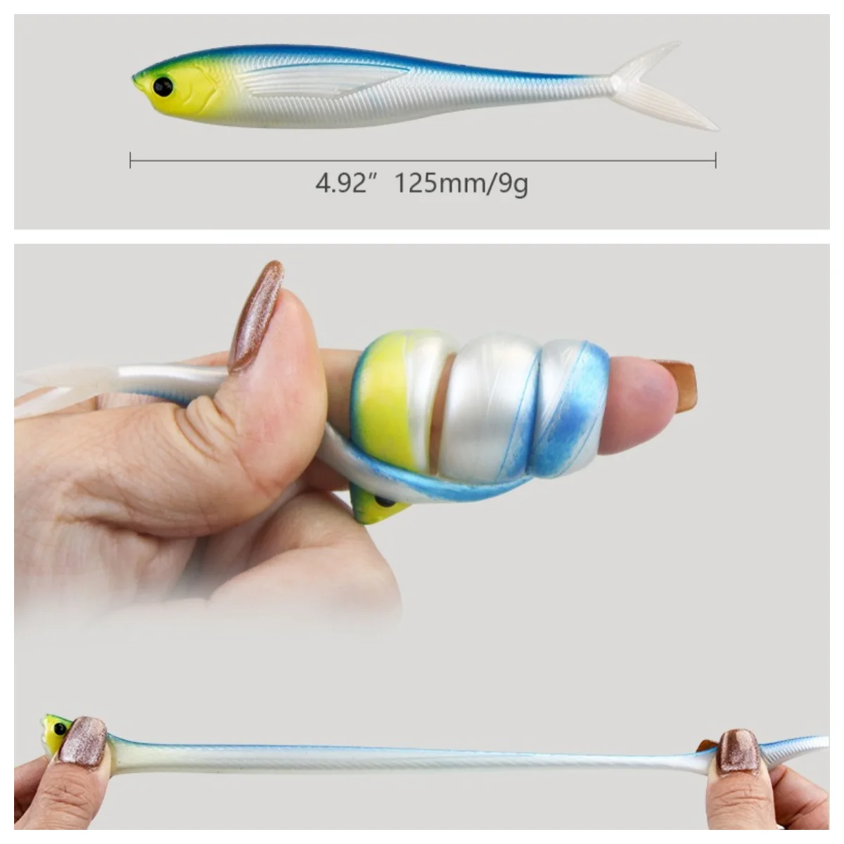 Swolfy, 10 Uds., 12cm, 9g, señuelo flotante de plástico suave para saltar, plástico suave TPR, toma de caída, cebo suave, señuelo de pesca, tiro de gota - imagen 5