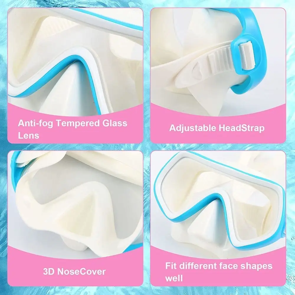 Gafas de natación de cristal para PC para niños, correa de PVC con cubierta para la nariz, máscara de buceo para niños, gafas de natación para piscina con vista amplia de colores vibrantes para jóvenes - imagen 5
