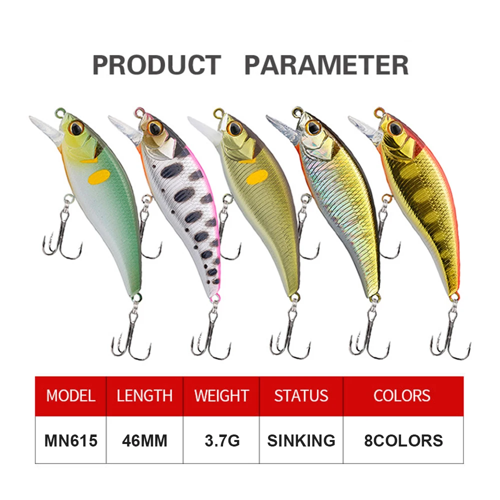 Señuelos de pesca de 4,6 cm y 3,7g, Micro pececillo Wobbler, cebo duro Artificial, Mini Jerkbait, accesorios de pesca, trucha, lubina, MN615 - imagen 4