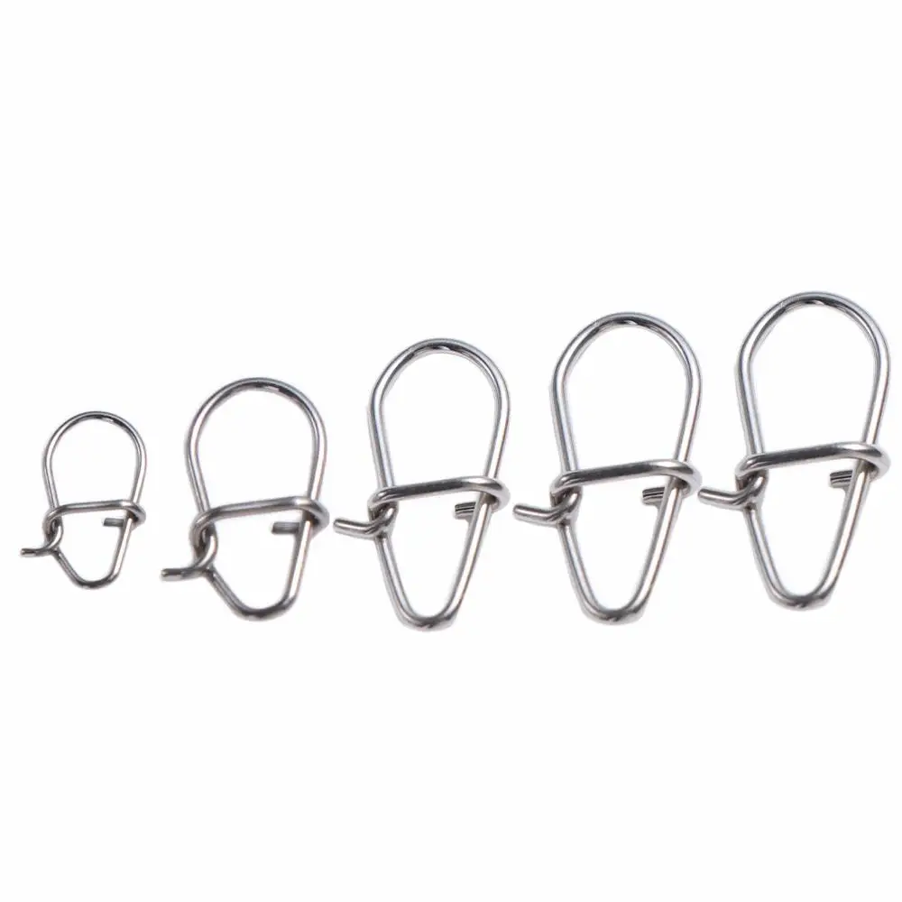 Herramienta de bloqueo de acero inoxidable, conector a presión, señuelos, ganchos, Clips, conector de señuelo giratorio, Pin a presión enganchado de pesca, conector de señuelo de pesca