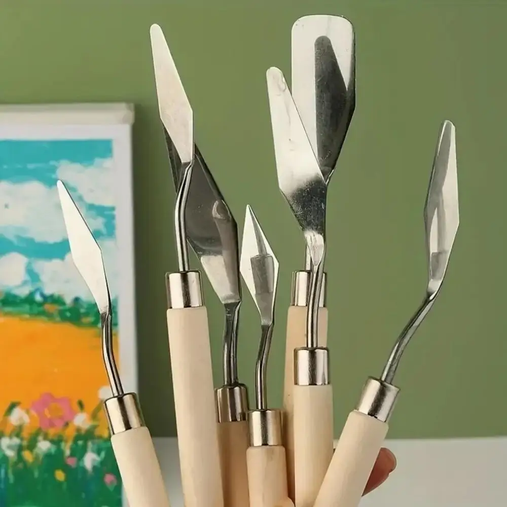 7 unids/set de raspador de pintura al óleo, paleta de cuchillos, acuarela, pincel de pintura acrílica fina, herramientas de mezcla de colores para elegir - imagen 2