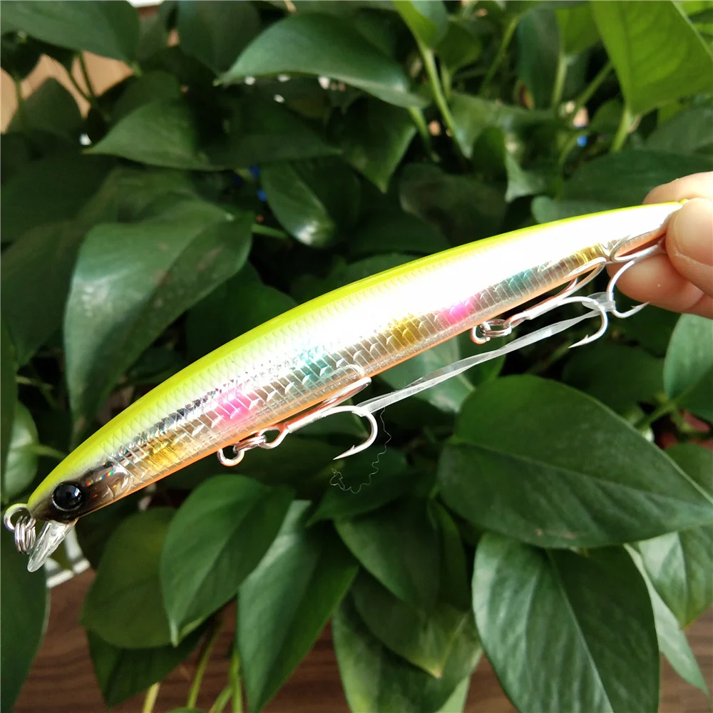 TSURINOYA-señuelo de Pesca de Mar, cebos duros flotantes para lubina falsa, 4 piezas, Minnow Delgado, 125F, 125mm, 14,3g - imagen 3