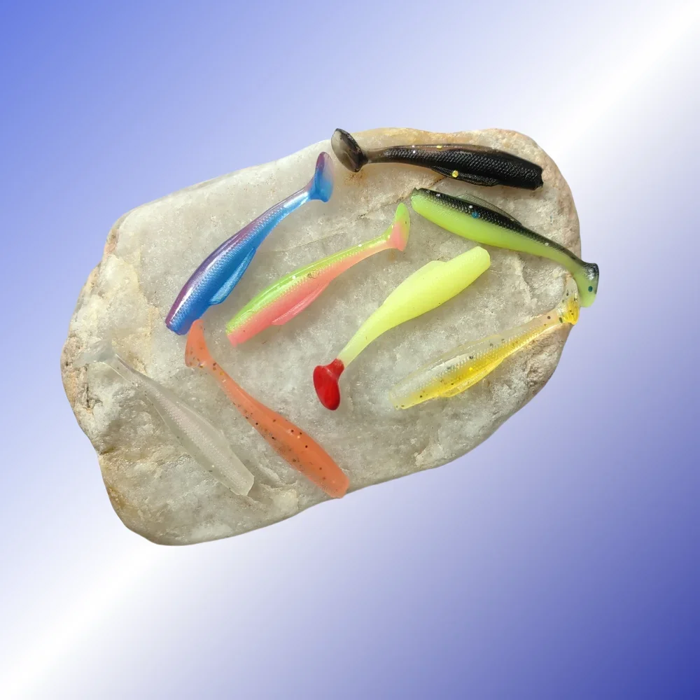 10 Uds MINI cebo blando TPR 40mm 0,5g cola de paleta suave Swimbait Señuelos de Pesca cebo de silicona Artificial Wobblers señuelos blandos - imagen 3