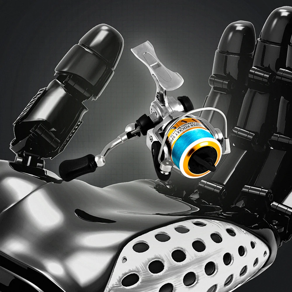 Mini carrete giratorio de Metal completo, relación de engranaje 4,3: 1, carrete de línea de aleación de aluminio CNC, Copa basculante, alimentador giratorio ultraligero, rueda de pesca en hielo - imagen 3