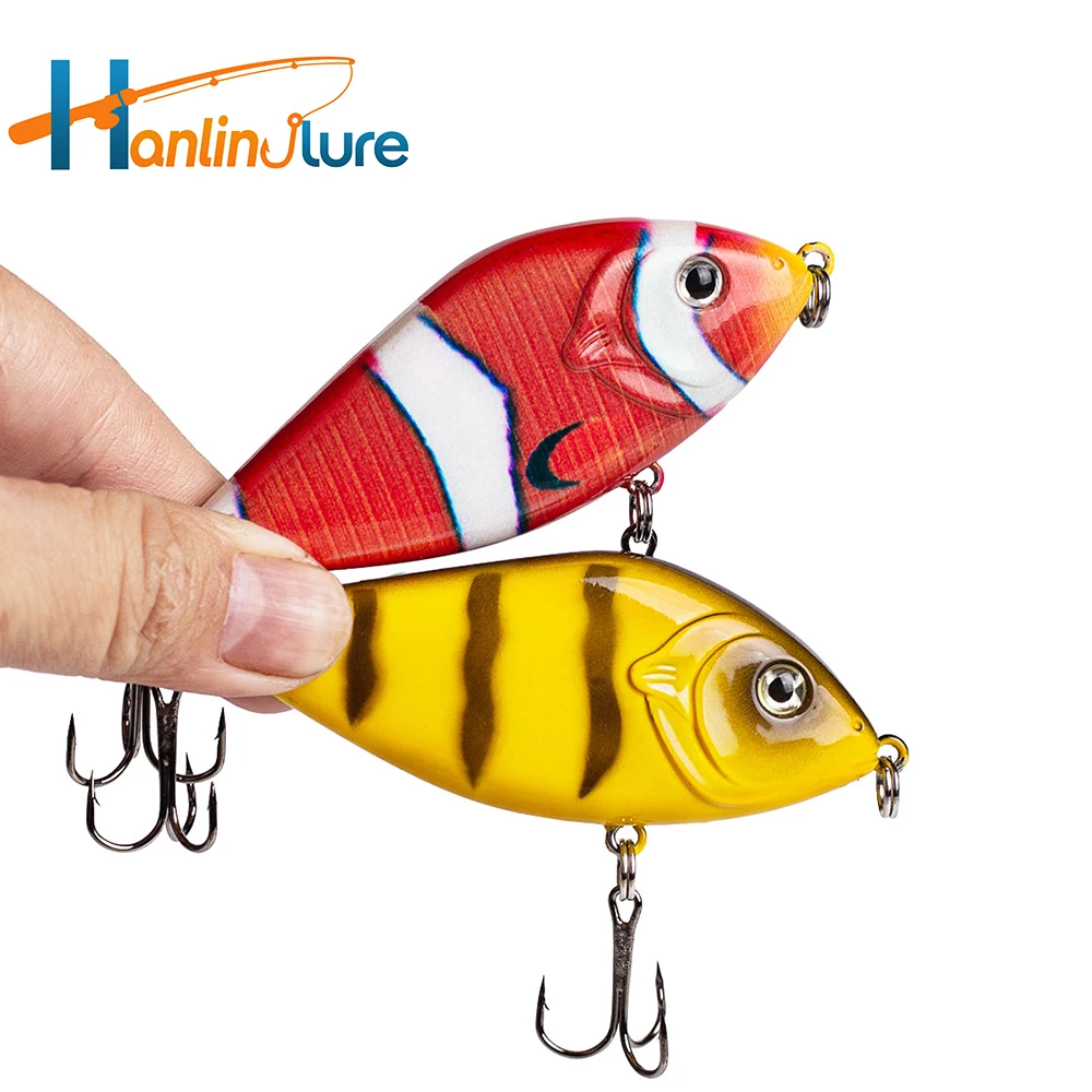 Hanlin-Señuelos de Pesca Jerkbait, cebos Wobbler de hundimiento Artificial, sonajero, aparejos de lubina, 70mm/14,5g, novedad