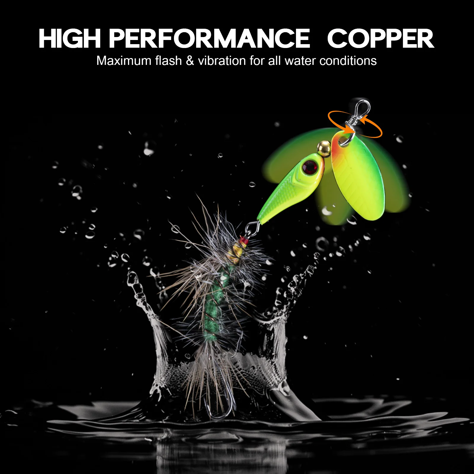 Goture 4,7g 5,3g señuelo cuchara giratoria dura cebo de ninfa húmedo seco con anzuelo triple de acero rico en carbono con caja Wobblers Bass Pesca - imagen 4