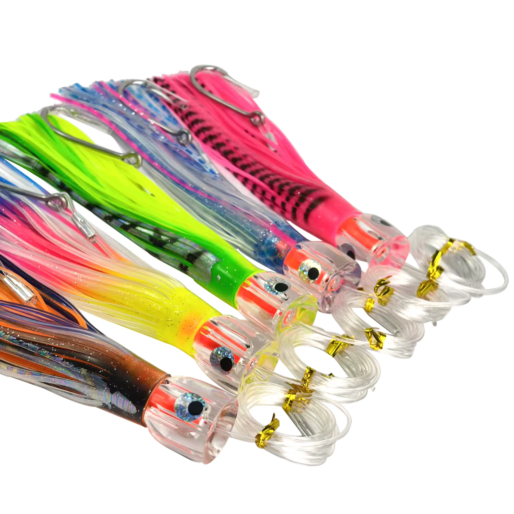 Señuelos de pesca en alta mar con agujeros de chorro de cabeza de copa acrílica, preinstalados con gancho de acero inoxidable, señuelos de agua salada para MarlinTuna Wahoo - imagen 5