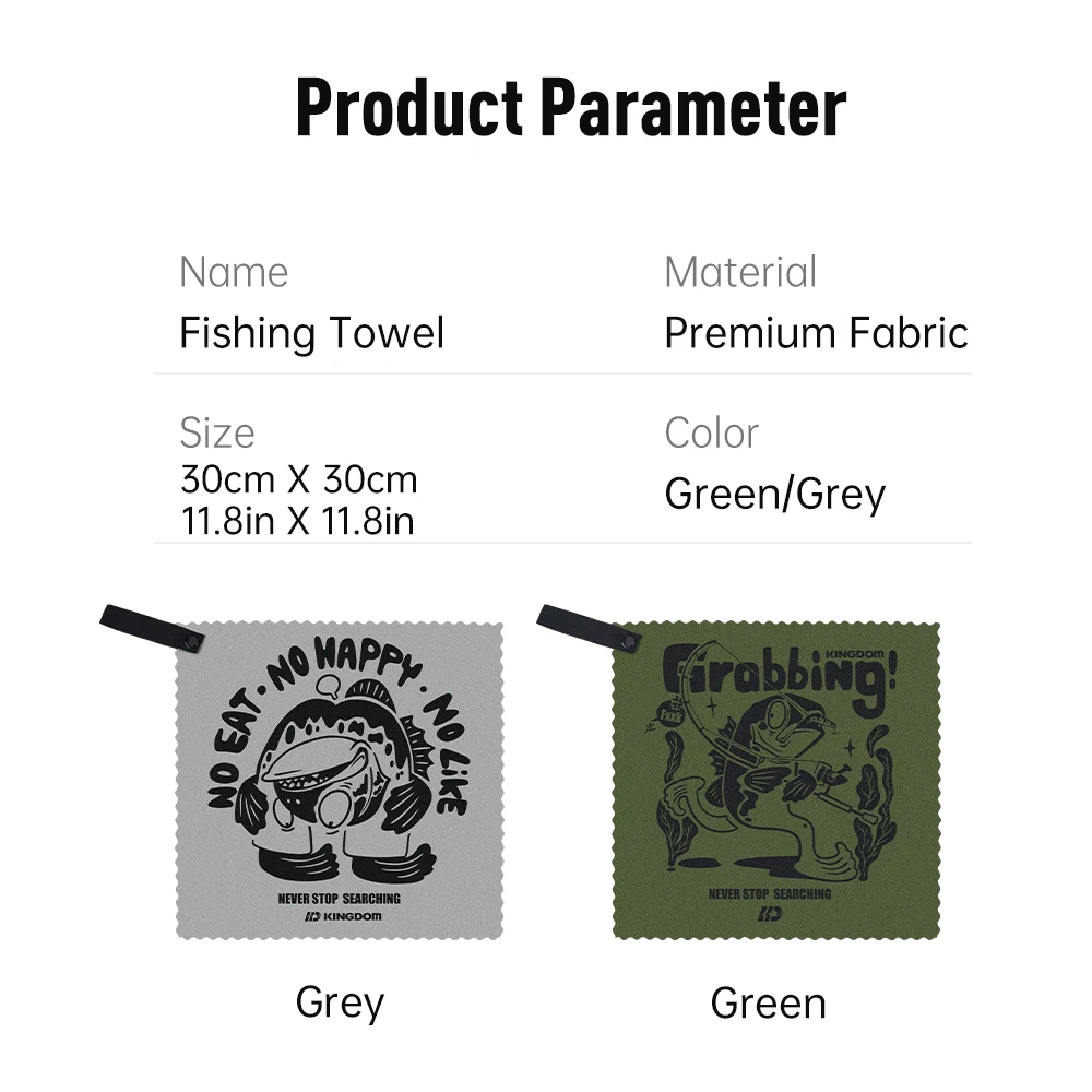 Kingdom-Toalla de pesca con hebilla, tela fina de 30x30CM para deportes al aire libre, buena tela de pesca absorbente, toallita para manos, equipo de pesca - imagen 2